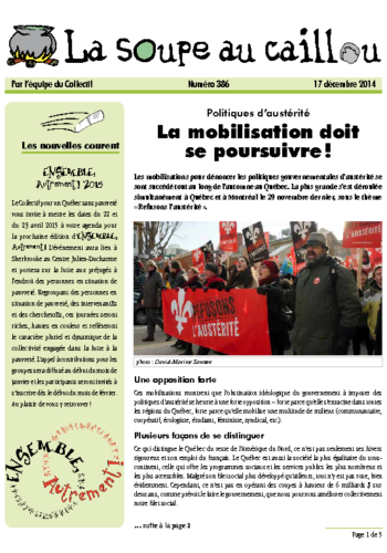 La mobilisation doit se poursuivre !