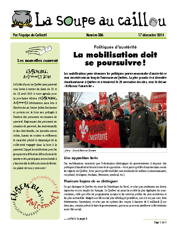 La mobilisation doit se poursuivre !