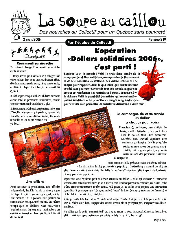 Un dollar à «trouer pour voir»