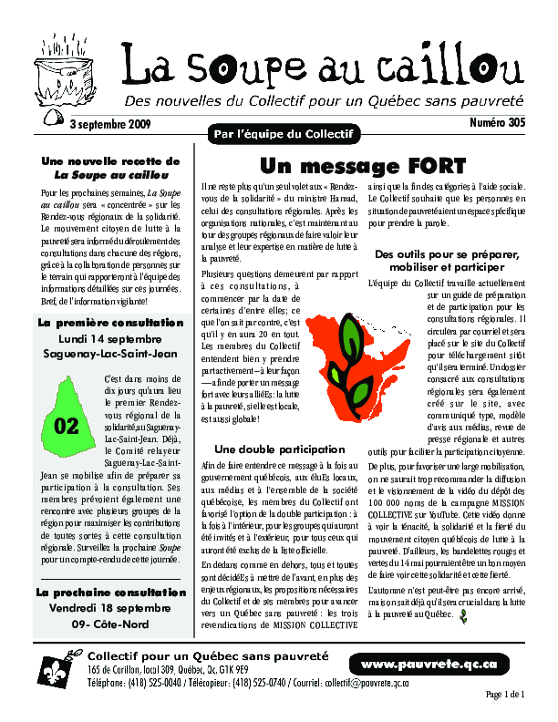 Consultations régionales : un message FORT