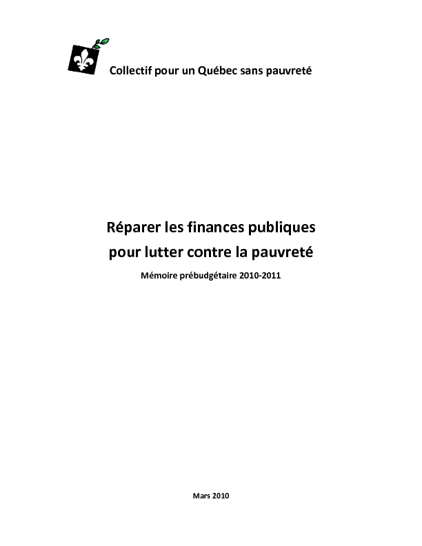 Réparer les finances publiques pour lutter contre la pauvreté