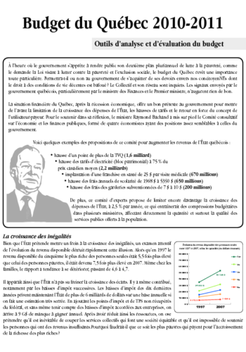 Outils d’analyse et d’évaluation du budget