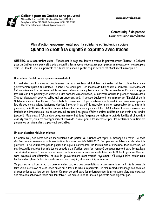 Quand le droit à la dignité s’exprime avec fracas