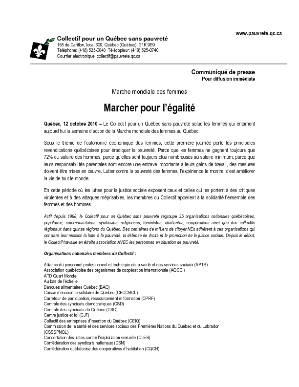 Marcher pour l’égalité