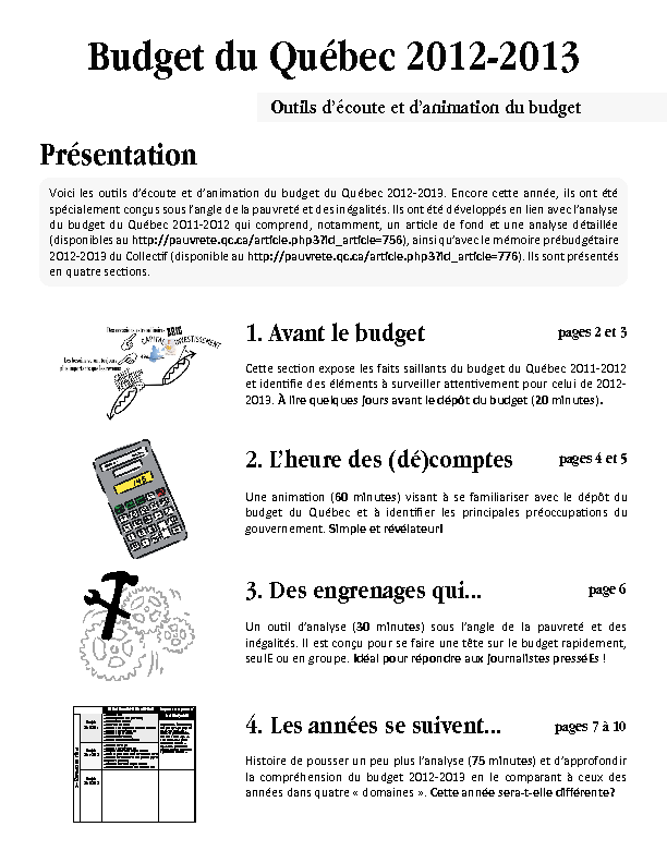 Outils d’écoute et d’animation du budget