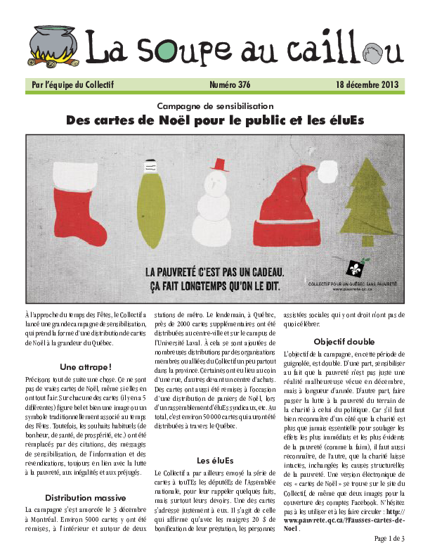 Des cartes de Noël pour le public et les éluEs