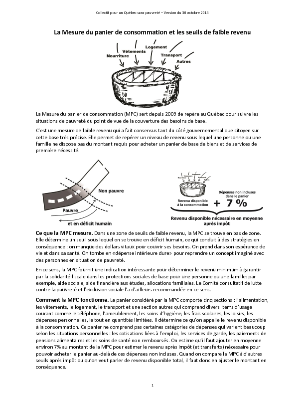 La Mesure du panier de consommation