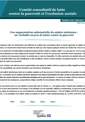 Une augmentation substantielle du salaire minimum : un véritable moyen de lutter contre la pauvreté