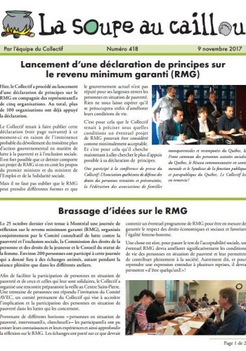 Lancement d’une déclaration sur le revenu minimum garanti (RMG)