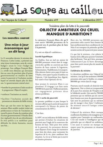 Troisième plan de lutte à la pauvreté: Objectif ambitieux ou cruel manque d’ambition ?