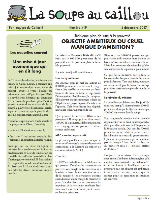 Troisième plan de lutte à la pauvreté: Objectif ambitieux ou cruel manque d’ambition ?