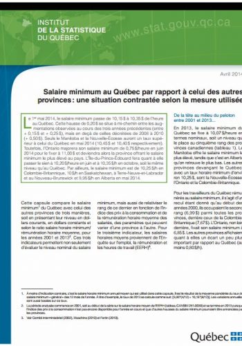 Salaire minimum au Québec par rapport à celui des autres provinces: une situation contrastée selon la mesure utilisée