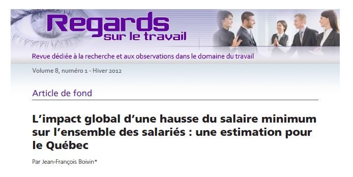 L’impact global d’une hausse du salaire minimum sur l’ensemble des salariés: une estimation pour le Québec