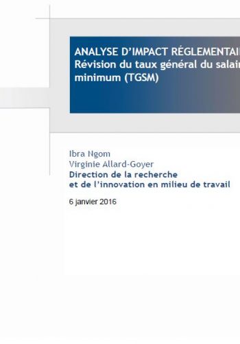 Analyse d’impact réglementaire – Révision du taux général du salaire minimum