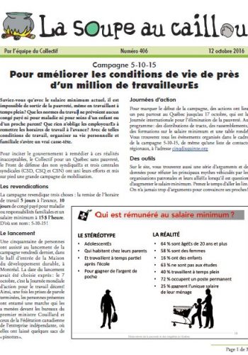 Campagne 5-10-15: Pour améliorer les conditions de vie de près d’un million de travailleurEs