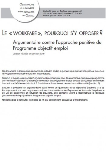 Le workfare, pourquoi s’y opposer?