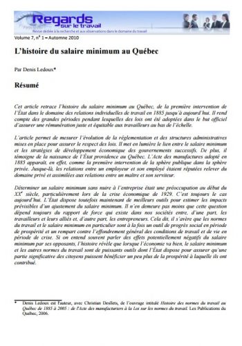 L’histoire du salaire minimum au Québec