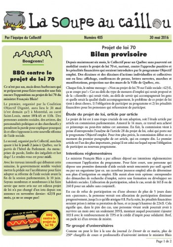 Projet de loi 70: Bilan provisoire