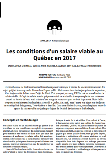 Les conditions d’un salaire viable au Québec en 2017