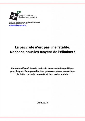 La pauvreté n’est pas une fatalité. Donnons-nous les moyens de l’éliminer!