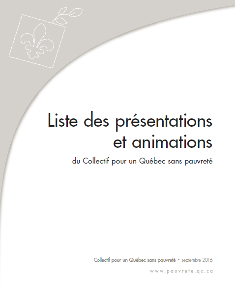 Liste des présentations et animations du Collectif pour un Québec sans pauvreté