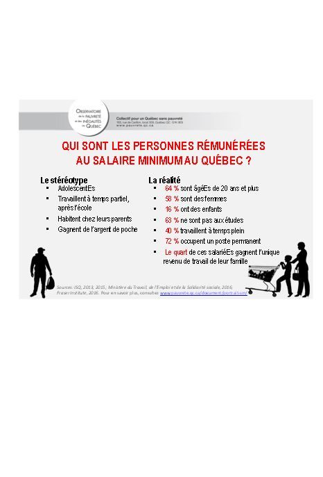 Confronter les stéréotypes – Qui sont les personnes rémunéréEs au salaire minimum au Québec ?