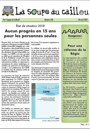 Aucun progrès en 15 ans pour les personnes seules