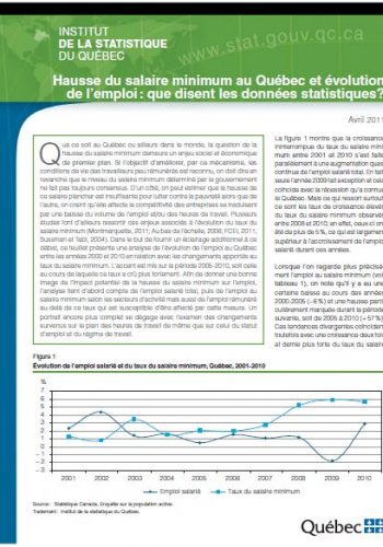 Hausse du salaire minimum au Québec et évolution de l’emploi : que disent les données statistiques ?