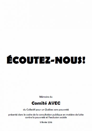Mémoire du Comité AVEC: « Écoutez-nous! »