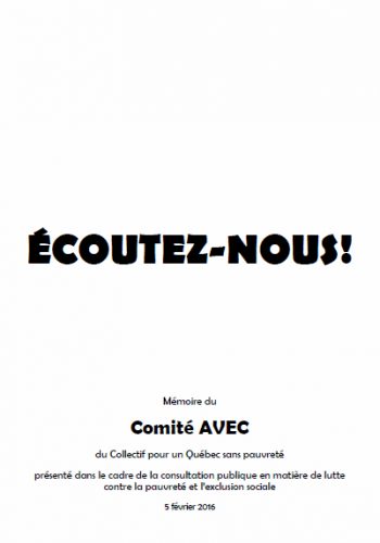 Mémoire du Comité AVEC: “Écoutez-nous!”