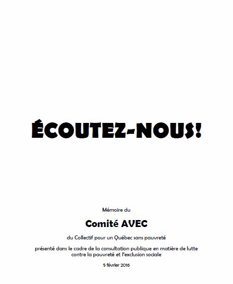 Mémoire du Comité AVEC: “Écoutez-nous!”