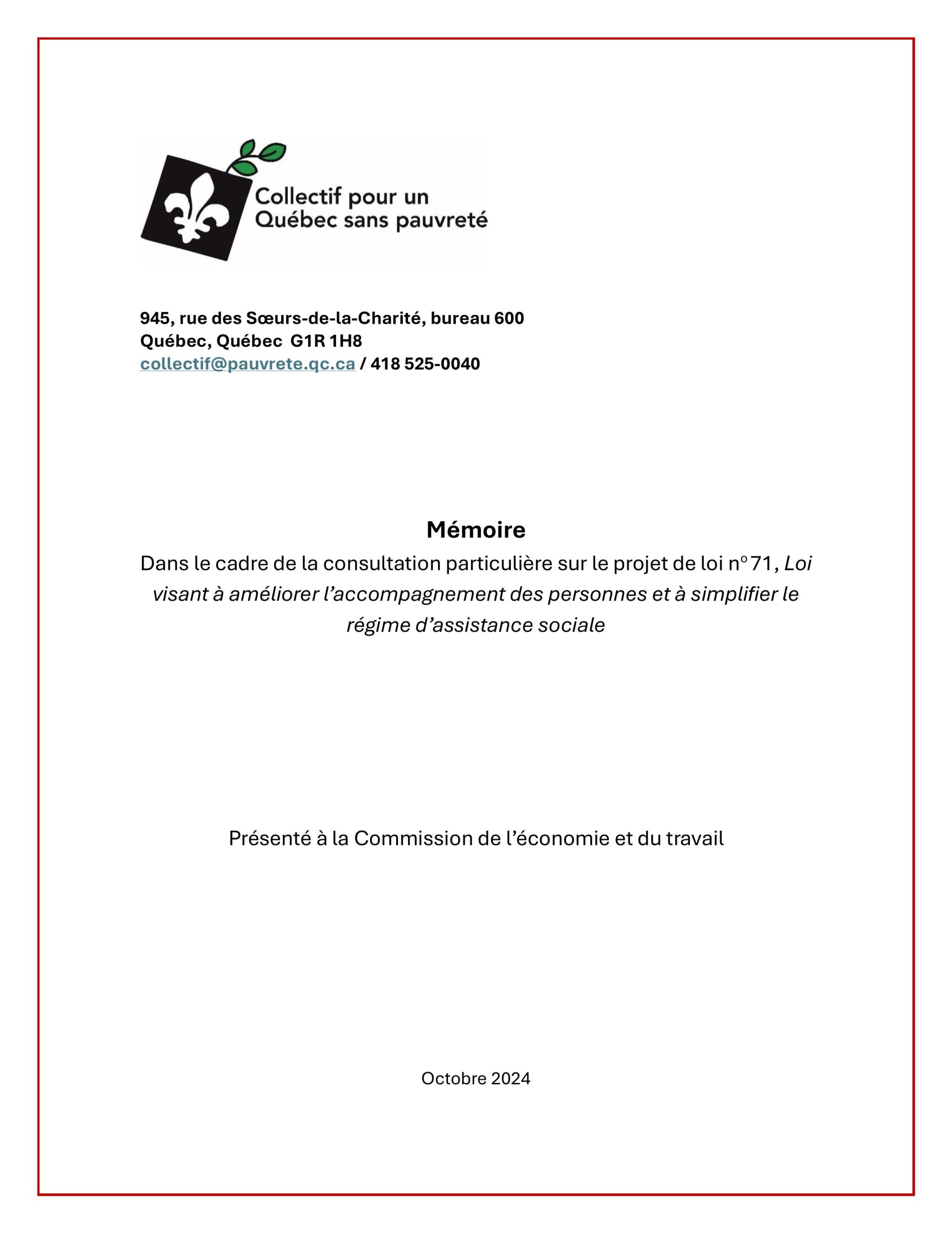 memoire projet loi 71 octobre 2024